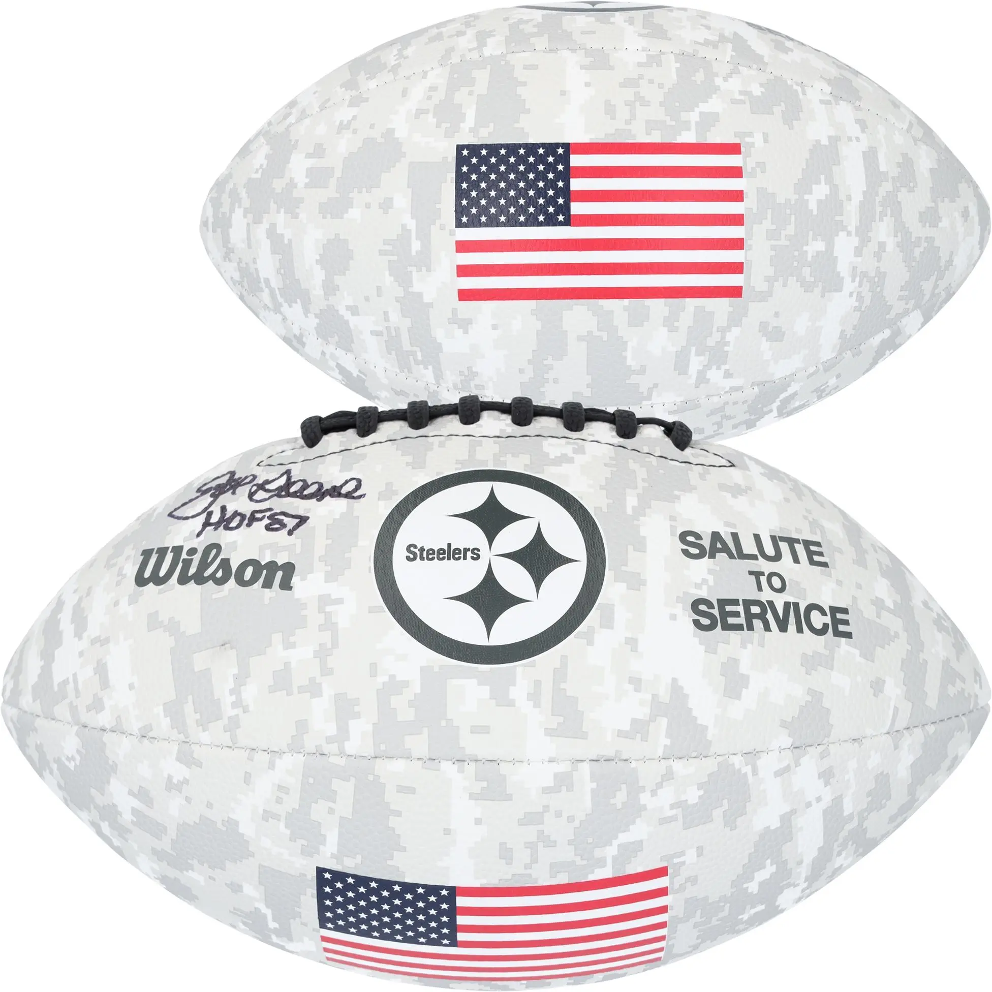 Joe Greene Pittsburgh Steelers Autographed 2024 Salute To Service Wilson Football with "HOF 87" Inscription - Fanatics Authentic Certified