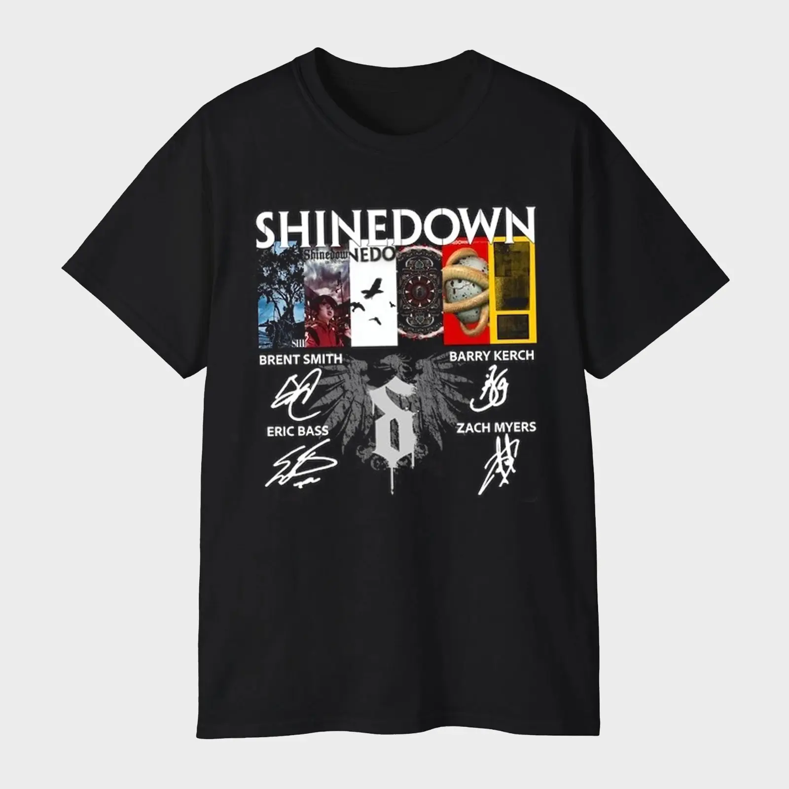Shinedown Autographed Album Covers Signatures Graphic T-Shirt – Hard Rock Band Tee Gift for Fans
