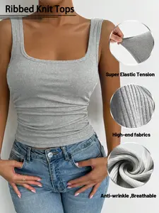 Women's U-Back Tank Top (Single Pack) — Slim-Fit, Solid Color, Ribbed Knit, Casual — Versatile Base Layer (Wear Under or Over) — Stylish, Durable, and All-Match for Spring/Summer