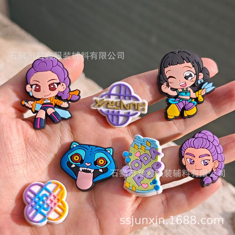 16-Piece Demon Hunt Girls PVC Crocs Charms Set – Detachable DIY Shoe Accessories for Saja Boys Clogs