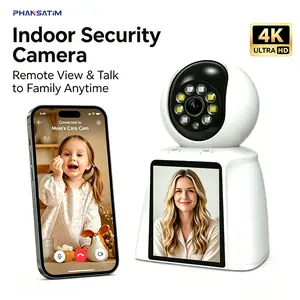 4K Baby/Pet Camera with 2.8" Screen, 360° Auto Tracking Night Vision cam , Two-Way Audio AI Alarm, Remote App Access for Home/Elder smart motion safety