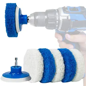 RotoScrub 7pc Blue & White Drill Brush Attachment Kit, Scrub Pads for Bathroom Cleaning, Tile and Grout Scrub Brush, Appliances, Outdoor Surfaces