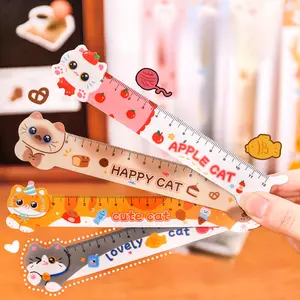 4 minimalist cartoon bookmark rulers, long cat pattern, various design themes, flexible rulers that can be used as bookmarks, 12cm markings, minimalist style DIY students office drawing measurement, cute uniquely shaped rulers