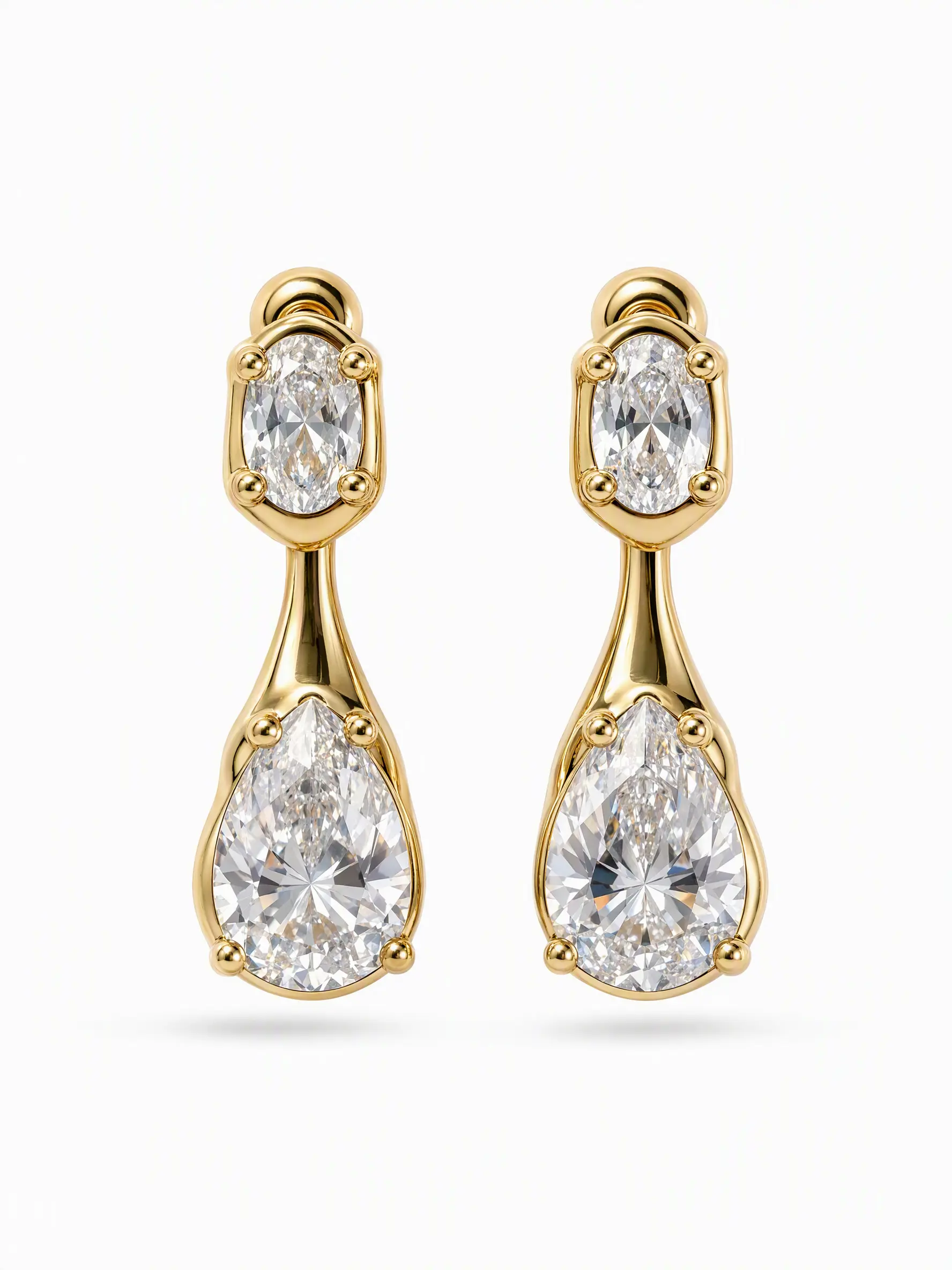 Water Drop 2-in-1 Stud Earrings Oversized Sparkling Cubic Zirconia 925 Sterling Silver Posts