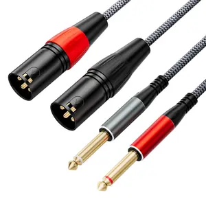 XLR Male to 1/4 inch TS Microphone  5ft, 2 XLR Male to 2 x 1/4 inch(6.35mm) TS Mono Y Splitter Audio Patch  for Speaker, Mixer