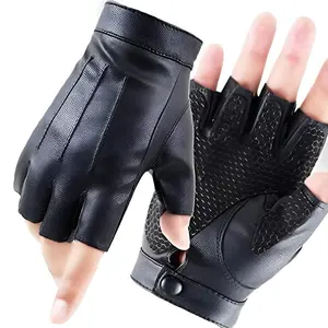 1 Pair Half Finger PU Leather Sports Gloves, Comfortable Breathable Anti-Slip Hand Protection Outdoor Sports Gloves for Men & Women, Fitness Accessories, Sports & Outdoor Clothing Accessories