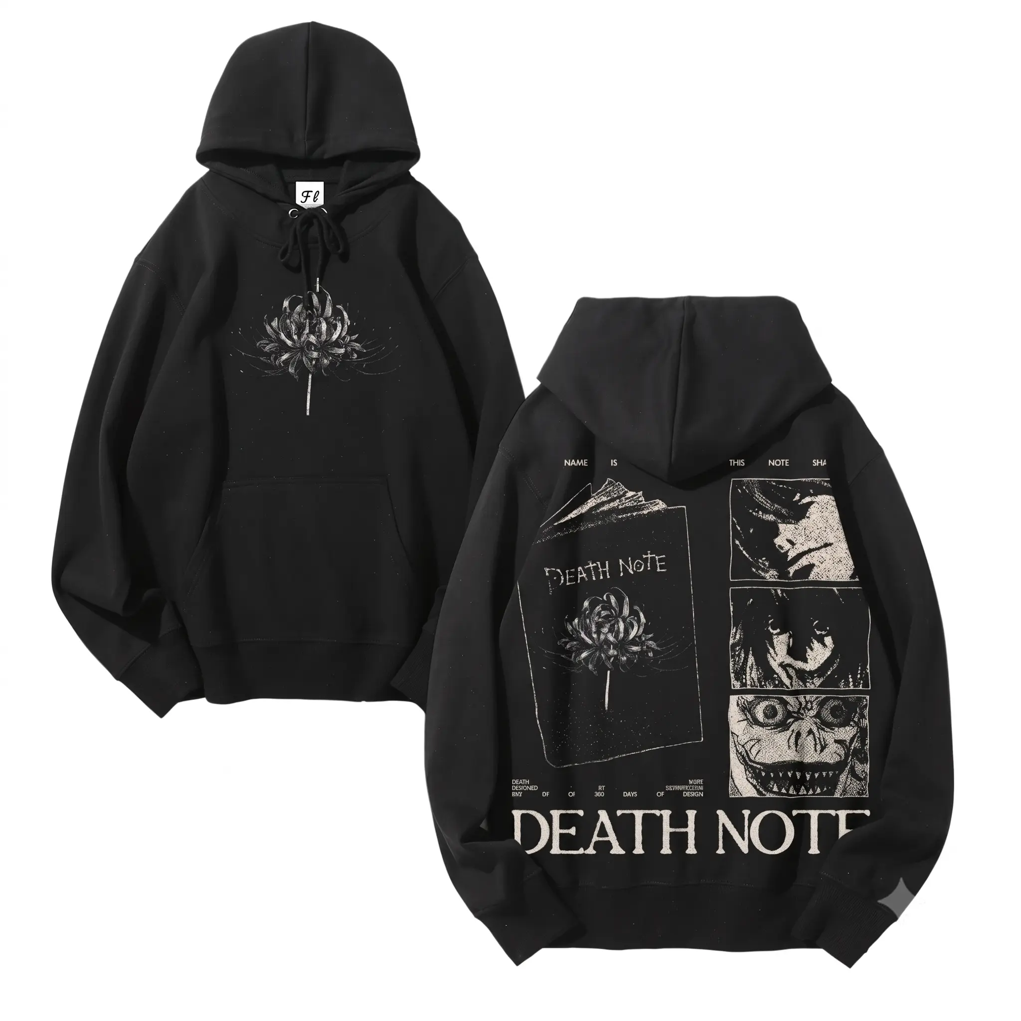 Unisex Death Note L Kira Ryuk Anime Cotton Hoodie Sweatshirt - 100% Pure Breathable Eco-friendly Micro Elasticity Menswear, Soft, Loose, Casual Day Wear, Unisex Couple Gift Streetwear Pullover, Sweatshirts, Long