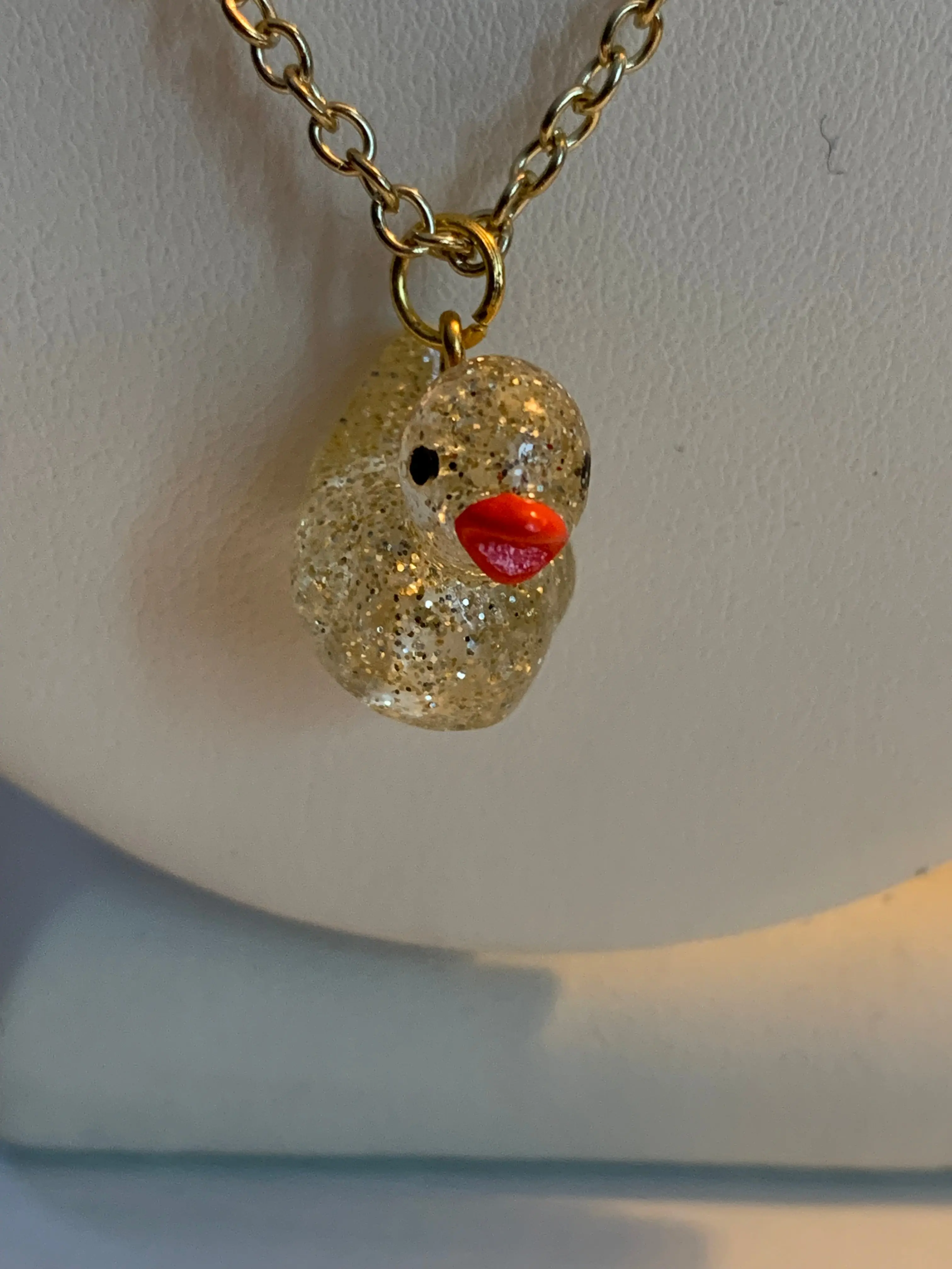 Gold Glitter Duck Necklace