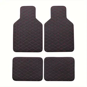 Waterproof Car Foot Mat 4pcs PU Leather Car Carpet Accessories Simple Design General Purpose for Vehicle Floor Protection Easy Install Remove
