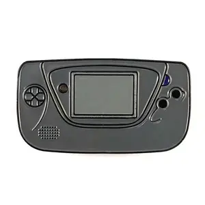 Handheld Gaming Light Up Lapel Pin - Black Design with Buttons and Display, Ideal for Gaming and Entertainment