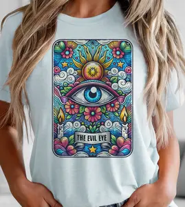 The Evil Eye Tarot Graphic Tee Hippie Tarot Tshirt Relatable Womens Top