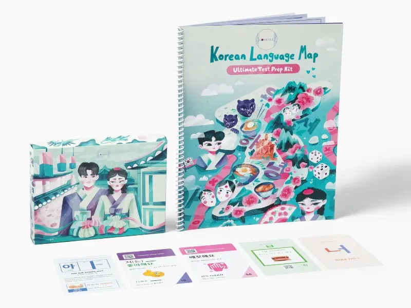 (TRINITY SET - SIGNATURE) COREALL Korean Language Map Book & 2 Flashcards Gift Box Set - Learn Korean with Absolute Beginner Video Lessons No.1-6, 100-Minute Master Orientation Video Lesson, Digital Flashcards & Study Guides
