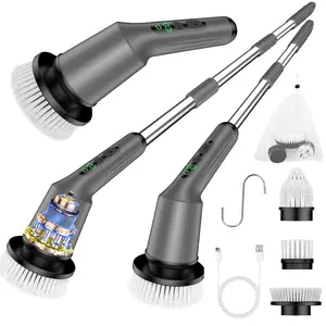 Electric Spin  for Cleaning Bathroom, Shower  Cordless Cleaning Brush with IPX7  & 2 Speed, 3 Brush Heads, Bathroom Cleaning Supplies for Shower Tub Tile Toilet Grey