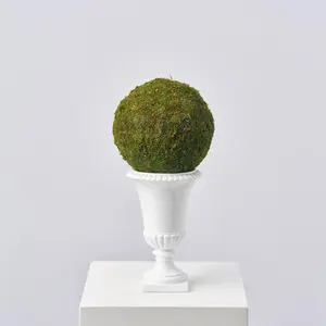 8" Natural Green Faux Single Decorative Moss Ball