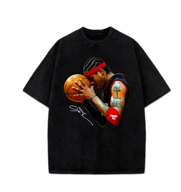 "Allen Iverson 'The Answer' Sixers 90's Basketball Vintage Streetwear Style T-Shirt: Celebrate Basketball Icon with Retro Vibes"