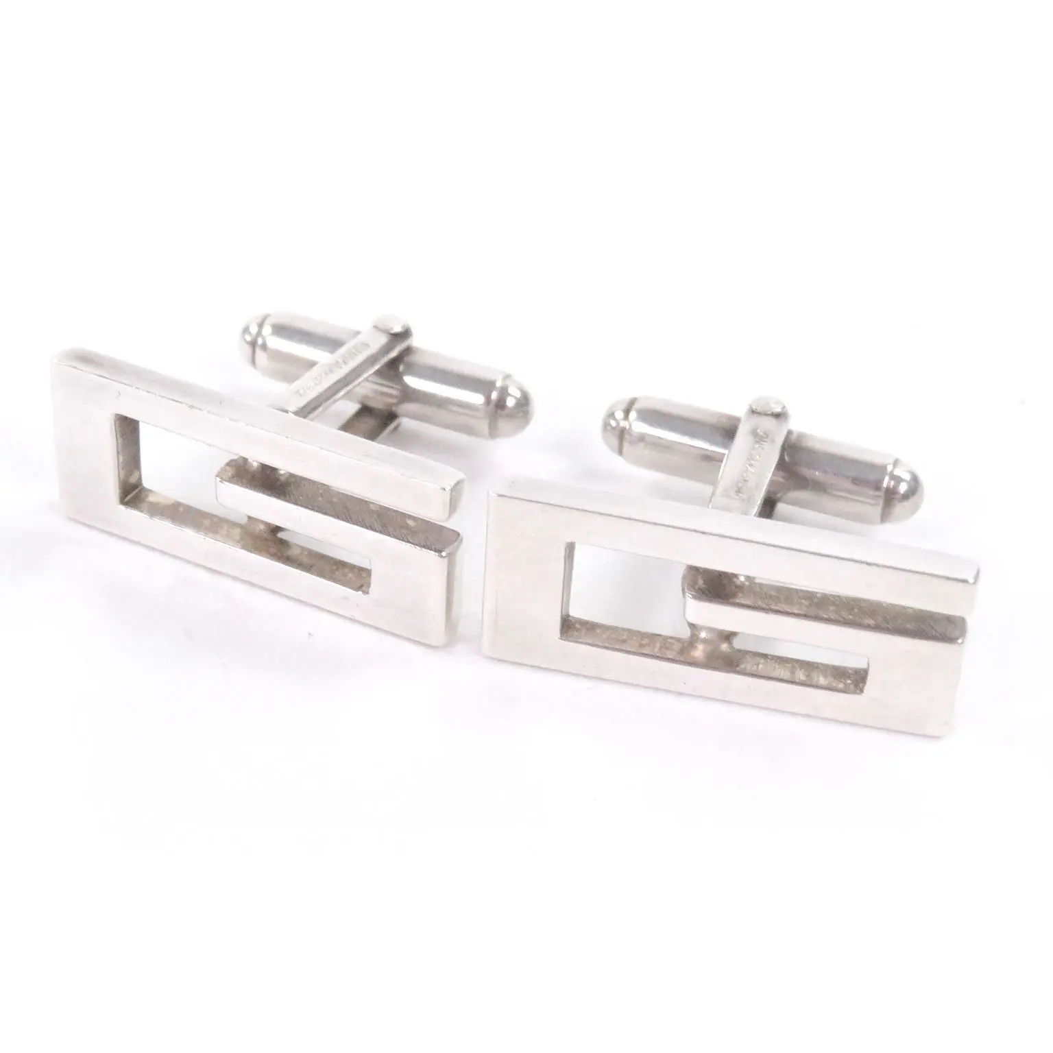 Pre-owned GUCCI Sterling Silver 925 (Ag925) Small Leather Goods SV925 Square Cufflinks
