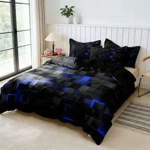Geometric Tech Pattern Decorative Duvet Cover Set with 1 Duvet and 2 Pillowcases, No Insert Soft and Comfortable, Ideal for Modern Bedroom Decor Perfect Gift for Valentine's Day