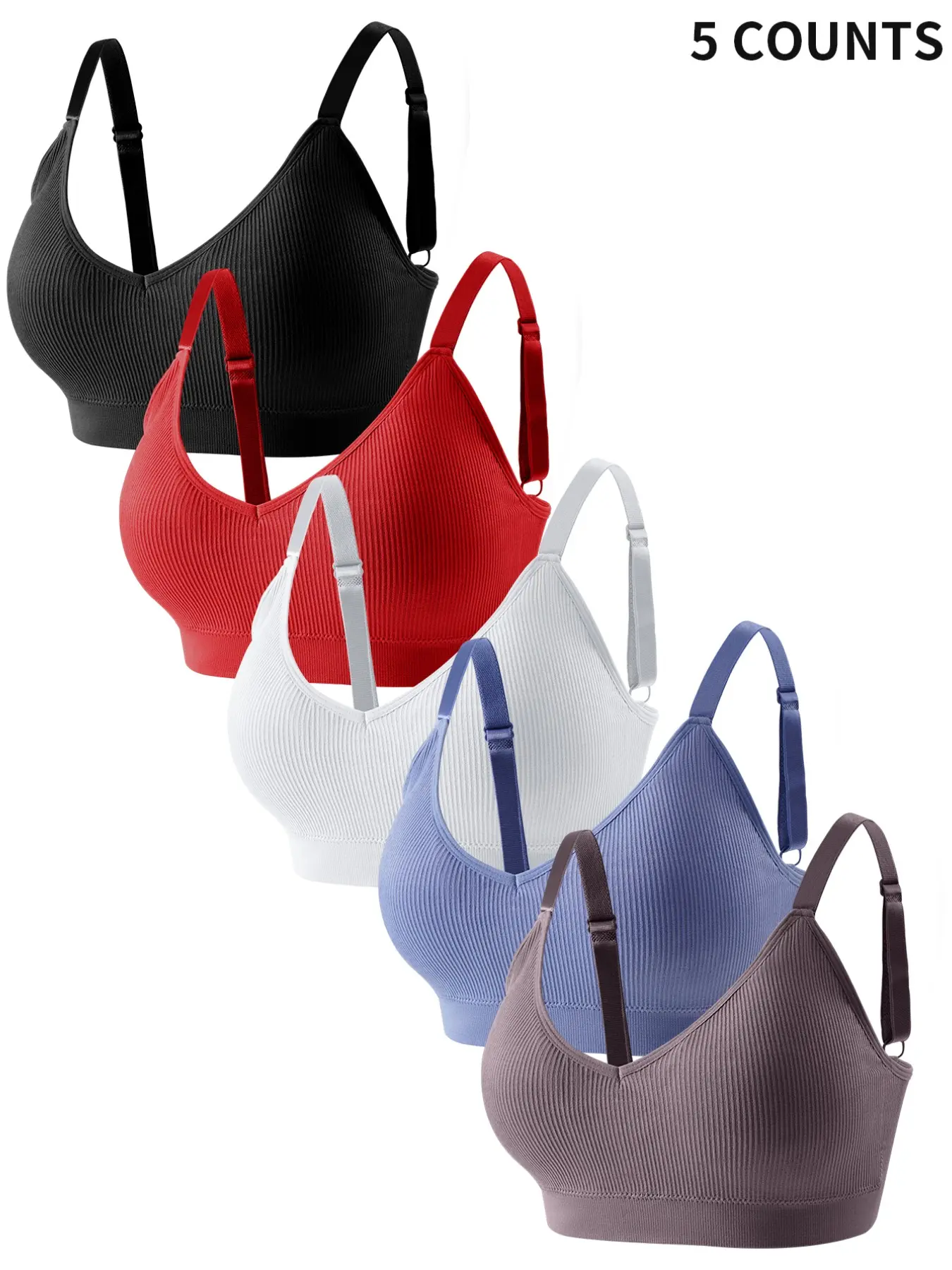 5-Piece Maternity Underwear Set, Seamless Breathable Comfort Fabric, Removable Sponge Padding, Adjustable Straps, Ideal for Pregnancy & Postpartum, Maternity Undies