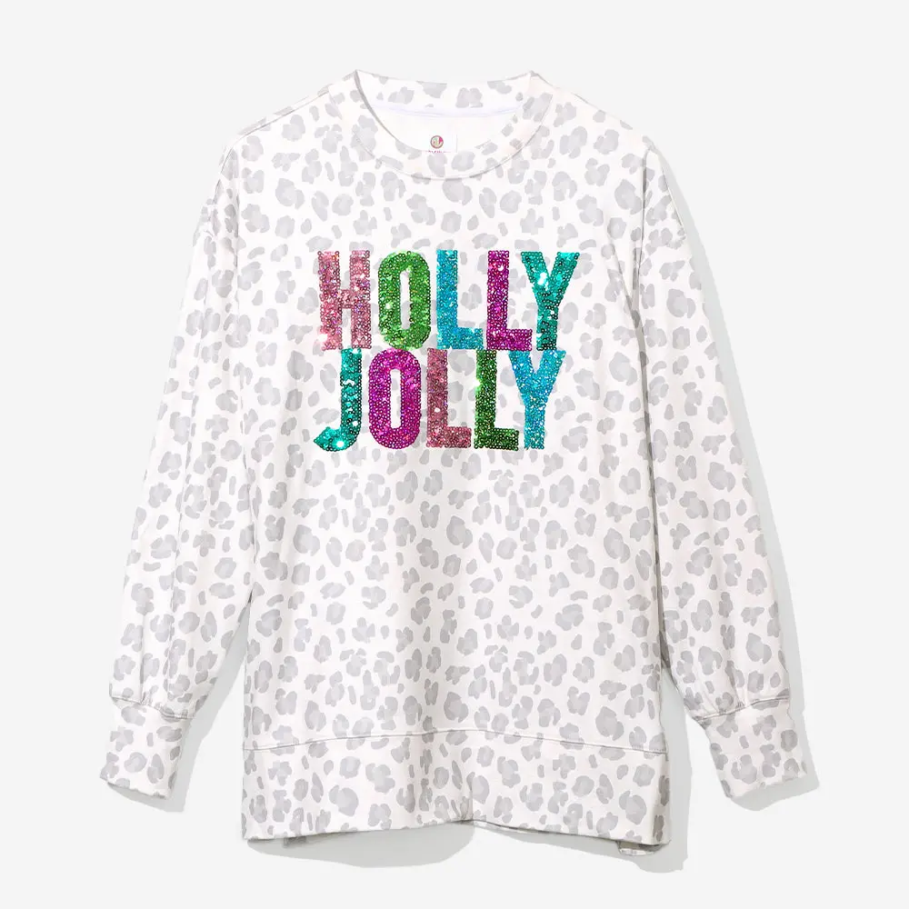 Holly Jolly Sweatshirt | White Cheetah