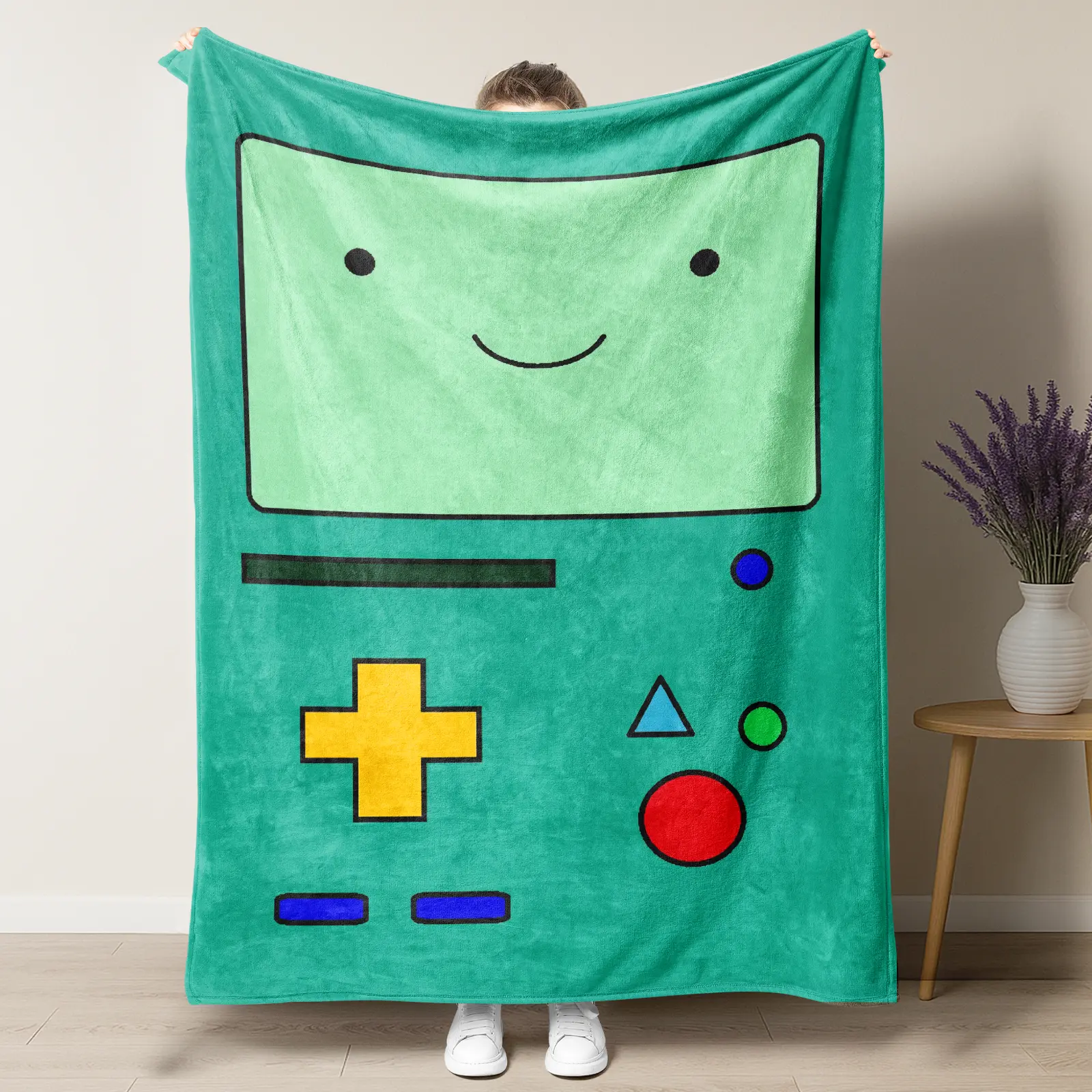 Adventure Time Cartoon Throw Blanket, BMO/Jake The Dog/Finn & Jake/Group Cast/Tree Trunks Character Print, Soft Flannel Blanket for Anime Fans, Perfect Gift for Adventure Time Enthusiasts & Kids Bedroom Decor