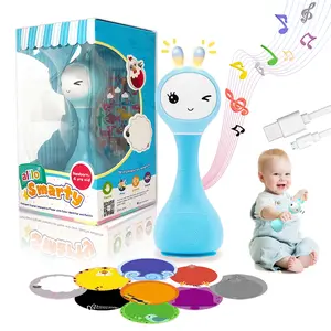 alilo Smarty Baby Audio Player with Color Recognition - Toy w/ Chewable Teether Ears, Colorful Lights - Pre-Loaded with Educational Sounds, Stories, Music, Lullabies and White Noise for 0-18 Month Kids - Baby Gift for Learning