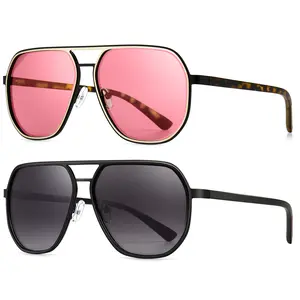 SUNGAIT 1/2 PCS Retro Aviator Sunglasses for Men Women Polarized Vintage 70s Geometric Sun Glasses Trendy TAC UV400 Protection Pilot Shades for Driving Beach Outdoor Activities