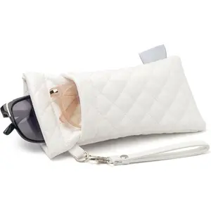 GLCA07 Double Glasses Case Soft Eyeglass Case For Women Men Squeeze Top Sunglasses Case With Cleaning Cloth