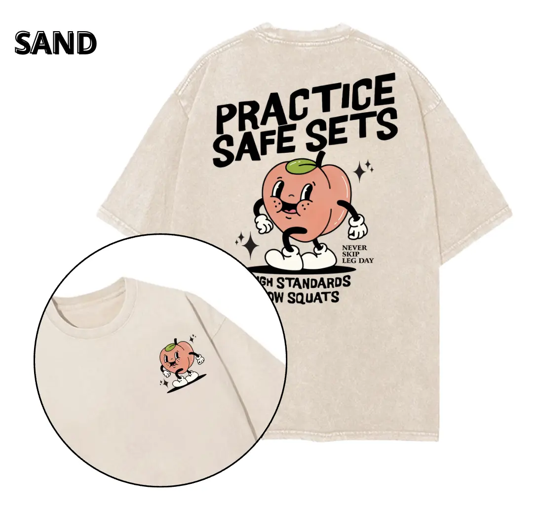 Practice Safe Sets Gym 2025 Shirt, Gym Shirt, Graphic Gym Shirt, Vintage Washed Tee Contton, Gym Shirt Women, For Men, Ful Size