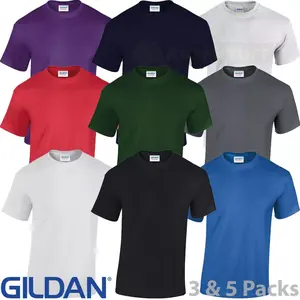 1 packs Gildan Mens T Shirt Plain Heavy Cotton Short Sleeve Tshirts Multi Pack Lot G5000