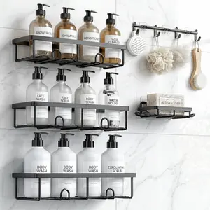 Rustproof Black Shower Caddy Set bathroom towel Stainless Self-Adhesive Steel Rustproof Black Shower Caddy Set bathroom towel Stainless Self-Adhesive Steel