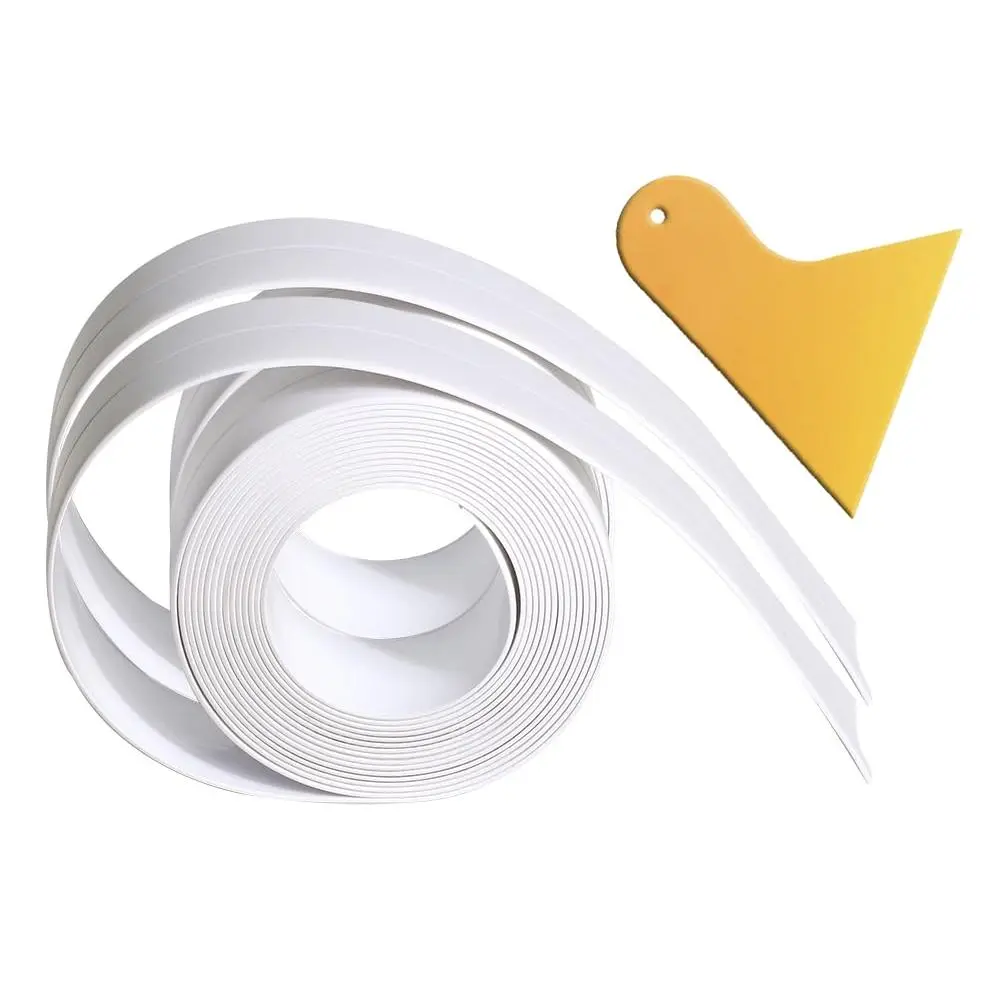 2-Pack Self-Adhesive Silicone Caulk Tape Strip - Premium Waterproof, Oil-Proof, Easy-to-Use Waterproofing Tape - White 10FT x 1.5IN for Kitchen, Bathtub, Countertop Edge Protection