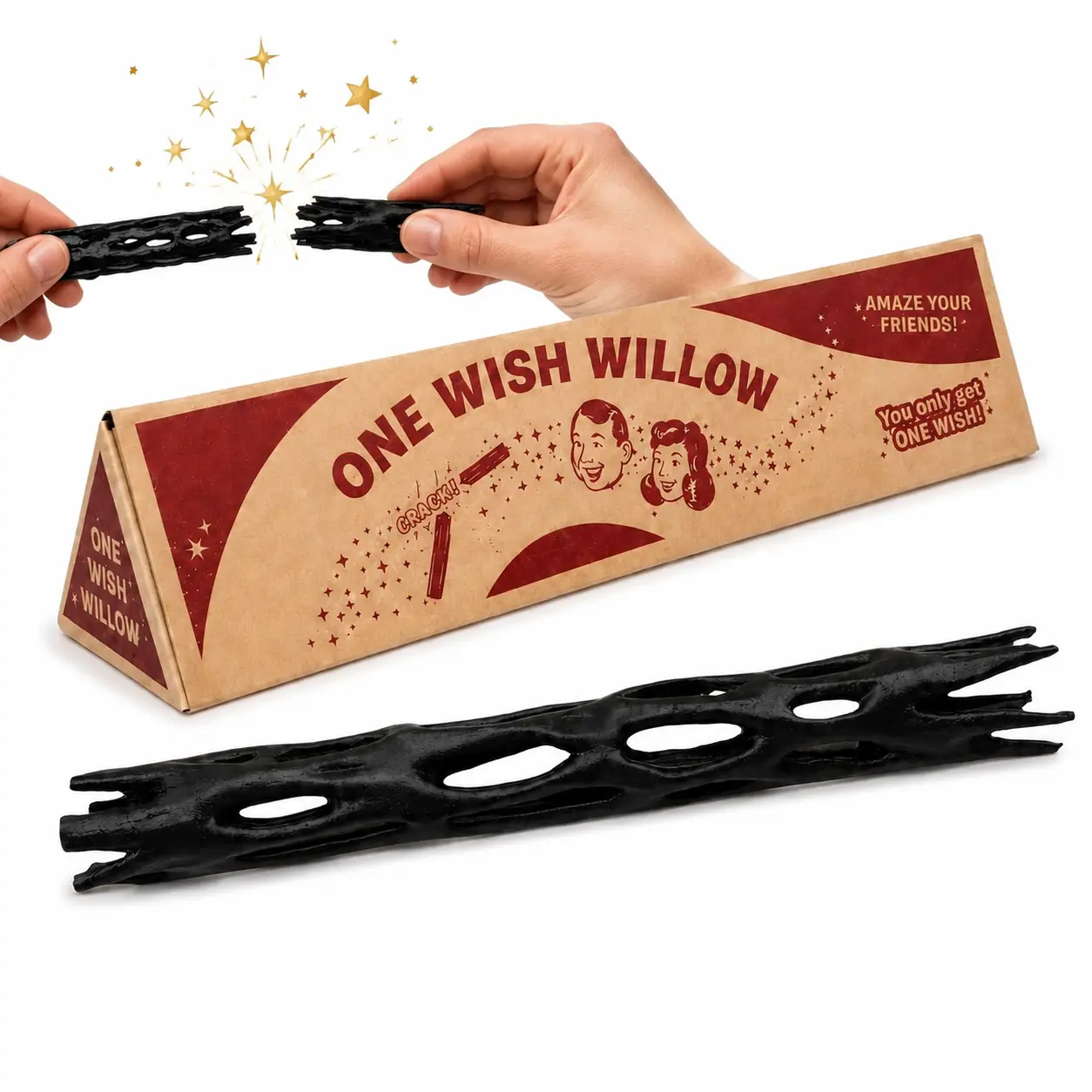 Wish Willow Wish, 1-2 Pack 3D Printed Wish-Making Snap Stick, Breakable Magic Snap Stick with Triangle Box for Halloween Fun Party Novelty Gift
