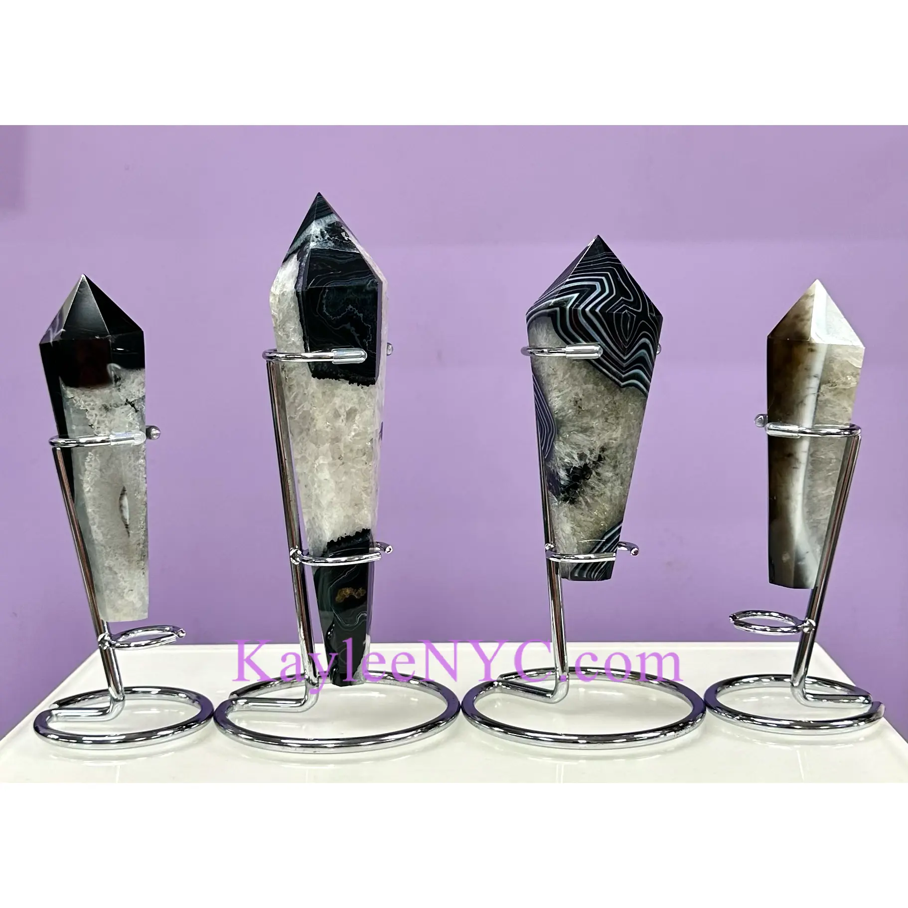 Wholesale Lot 4-5 pcs Natural Black Onyx Scepter w stand Crystal Energy
