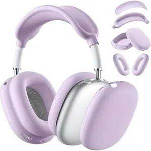 L-HPS021  Silicone Case Cover for AirPods Max Headphones, Purple Airpods Max Ear Cup Cover/Ear Pad Case Cover/Ear Cups Cover/Max Headband Pad,Accessories Silicone Skin Protector for Apple AirPods Max (Lavender