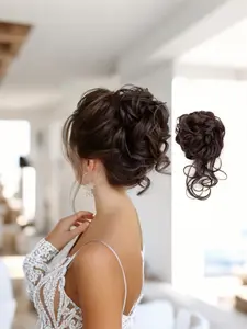 Synthetic Hair Bun Rubber Band, Curly Elastic Hair Tie, Women's Fake Hair Clips, Smooth High Temperature Fiber, Synthetic Soft Hairpieces