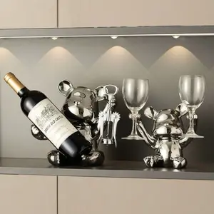 High-End Creative Modern Bear Wine Rack Decorative Item, Living Room Home Decoration, TV Cabinet Tabletop Ornament, Elegant Dining Room Accent