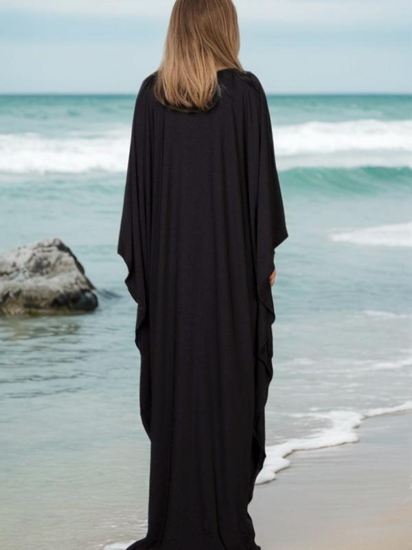 Women's Kaftan Dresses, Plus Size Bathing Suit Cover Up, V-Neck Batwing Design, Loose Fit Moroccan Style Mumu Dress, Batwing Sleeve Kaftan