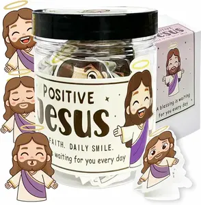 Emotional Support Jesus Jar, 60 Double-Sided Scripture Cards & Daily Encouragement Mini Blessings, Christian Easter Gift for Women, Teen Girls Basket Stuffer