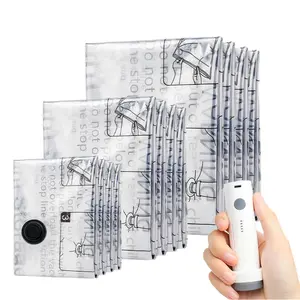 15-Pack Vacuum Storage Bags – Save 80% Space, Air Tight Sealing, Pump Included, Travel & Home Clothes Organizer