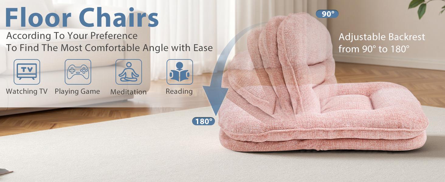 Comfy Saucer Chair, Foldable Padded Chairs for Bedroom, Dorm & Gaming, Foldable Fashion Floor Chair with Back Support for Small Spaces