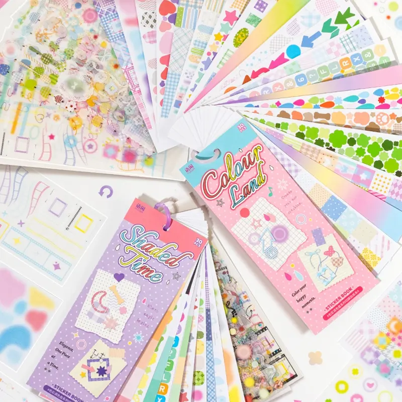 30 Sheets/pack Color Palette Sticker Book, Sticker Packs, DIY Sticker, Cut Out Stickers, Cutting Film Craft Material, Multi-Color Collage Decoration, Creative Art Stationery