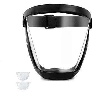 Full-Face Anti-Fog Anti-Scratch Tear-Resistant Visor - Adjustable Lightweight Premium Plastic Safety Guard, Heat & Shatter Resistant, Quick-Secure Drawstring Fit for Work, Kitchen Cooking, Outdoor Activities, Anti-Fog Anti-Scratch Visors, Face Protection
