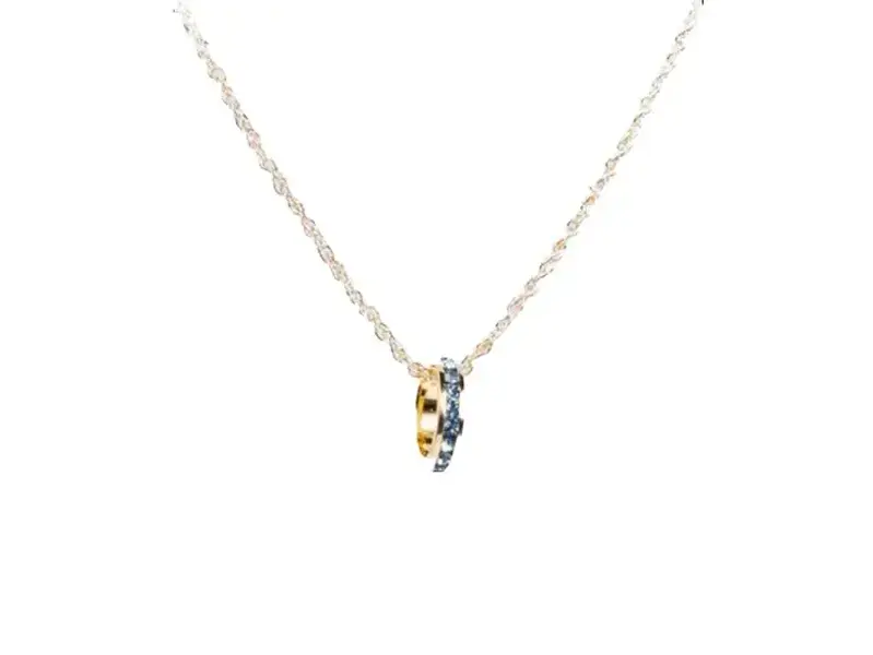 Gold Channel-Set Aquamarine Birthstone Charm Pendant Necklace