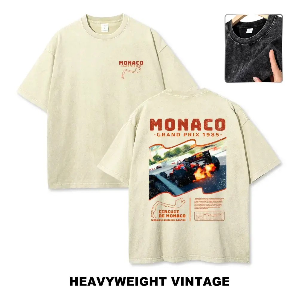 Monaco 1984 Classic Vintage Graphic Tee | 90s Retro Oversized Men's T-Shirt | Casual Streetwear & Vacation Outfits
