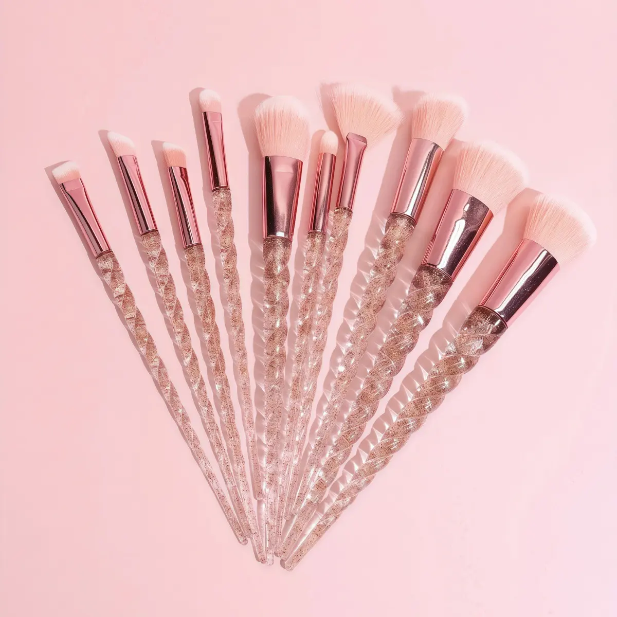 Rainbow Unicorn Makeup Brush Set, spiral handle, low-allergy fiber bristles, high-quality thickened aluminum tube eyeshadow, contour, highlight and eyebrow pencil multi-functional foundation, blush and eyeshadow tools, Cosmetic Brushes