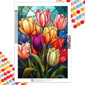 Tulip Pattern DIY Diamond Arts Colorful Painting Kit without Frame, DIY 5D Diamond Arts Colorful Painting Kit, Wall Art Decor for Home Bedroom