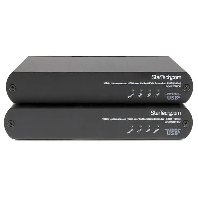 StarTech ST-SV565UTPHDU USB HDMI KVM Console Extender (Transmitter+Receiver) for Cat 5e & Cat 6, Remote Display, Uncompressed 1080p Video - 330 ft.