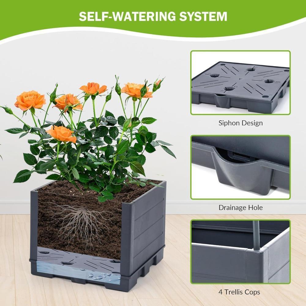 4 Tiered Tomato Planter with Trellis – 45” Raised Garden Bed Planter Box, Tomato Cage & Planter for Small Climbing Vegetables, Ideal for Patio, Indoor & Outdoor Gardening