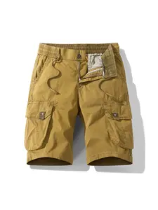 Summer Spring Men's Khaki Wide Leg Cargo Shorts, Stone Wash ButtonSoft Tapered Cuffed Chino Shorts, Vintage Streetwear Workwear for Back to School Campus Casual Outfits