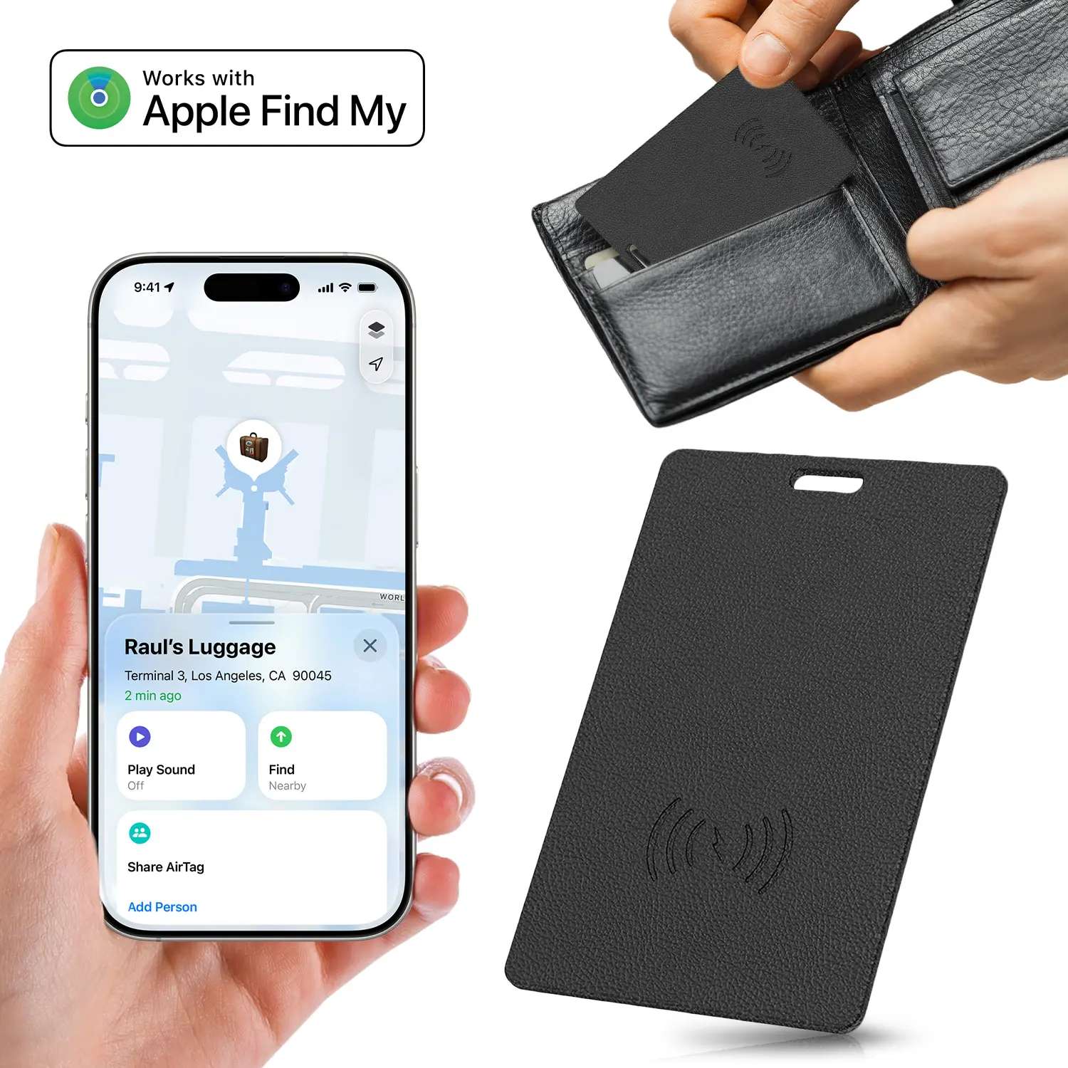 Wallet Tracker Card, iOS Only Tracker Card with Find My app, Wireless Rechargeable Wallet Finder, Thin and Light Smart Card GPS Tracker, Works with apple Find My to Track, Locate & Prevent Theft(ios only)
